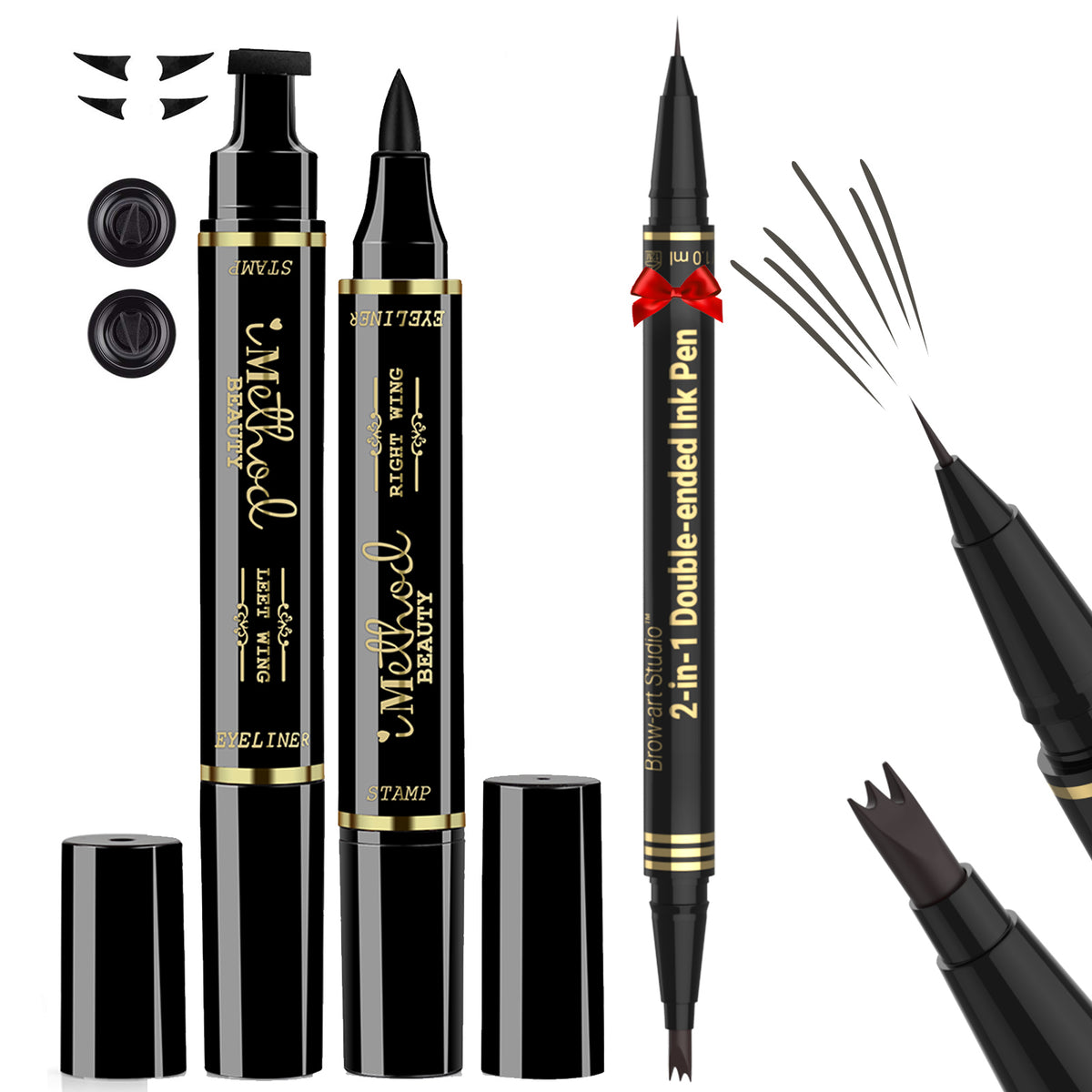 iMethod 2-in-1 Dual-Ended Eyebrow Pen & Eyeliner Stamp Set: Natural Brows & Stunning Winged Liner