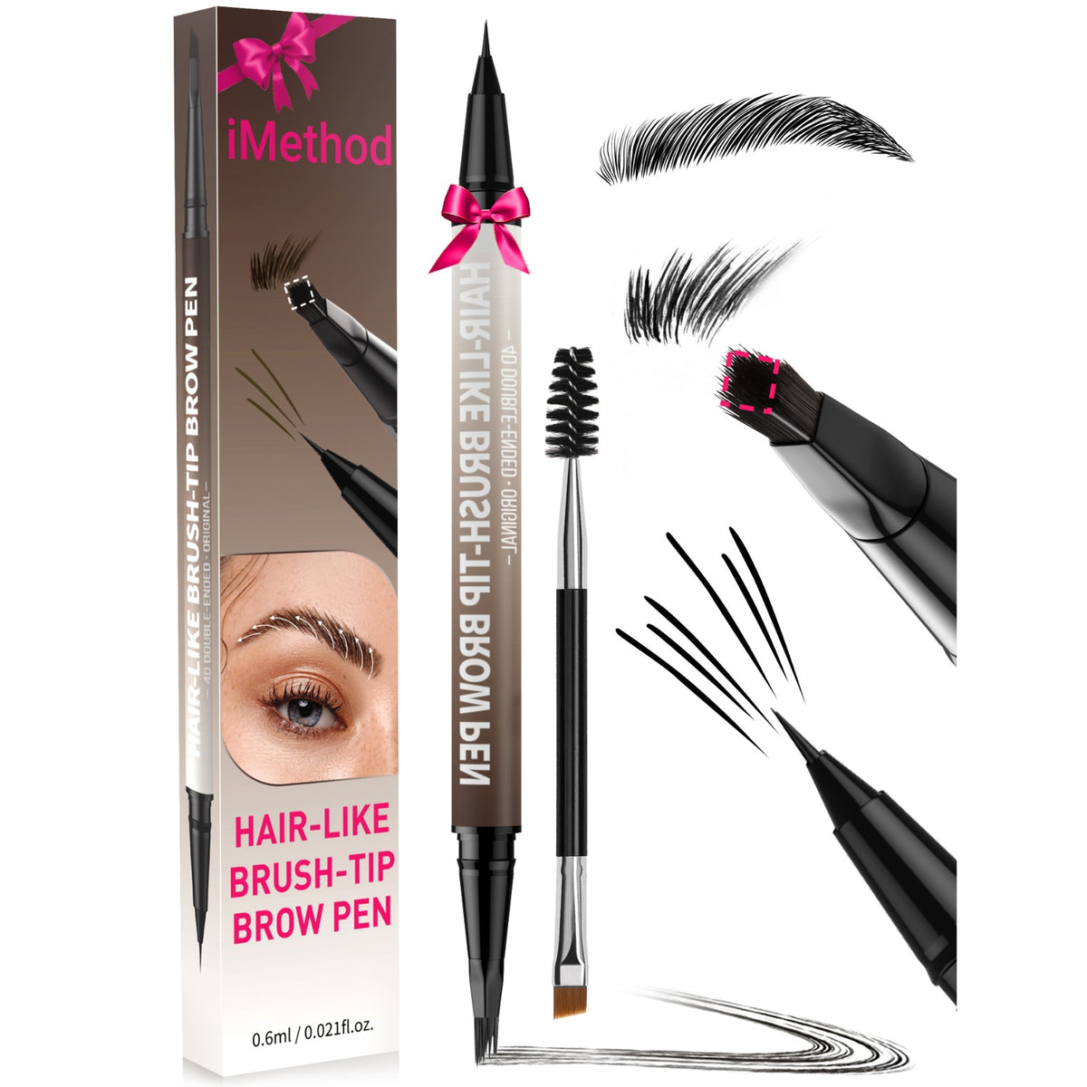 iMethod 2-in-1 Microblading Eyebrow Pen with Square Brush Black
