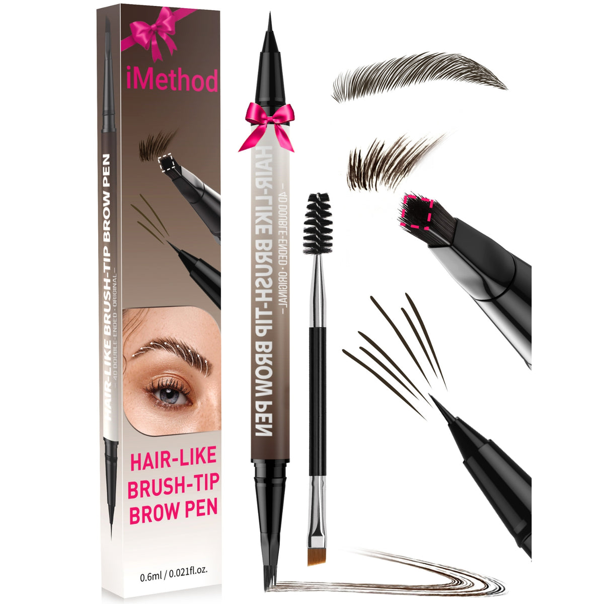 iMethod 2-in-1 Microblading Eyebrow Pen with Square Brush Black Brown