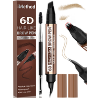 iMethod 6D Hair-Like Finish Multi-Use Unisex 2-in-1 Brows & Beard Pen, Waterproof Wear, Smudge-Proof, 3ML Long-Lasting Ink for Natural Fuller Look
