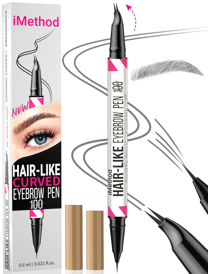 iMethod Curved Eyebrow Pen - Eyebrow Pencil 2-in-1 Dual-Ended Eyebrow Pen with Curved Tip and Precise Brush-Tip