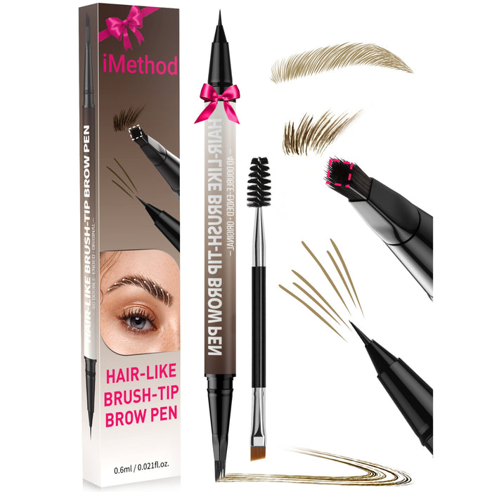 iMethod 2-in-1 Microblading Eyebrow Pen with Square Brush Light Brown