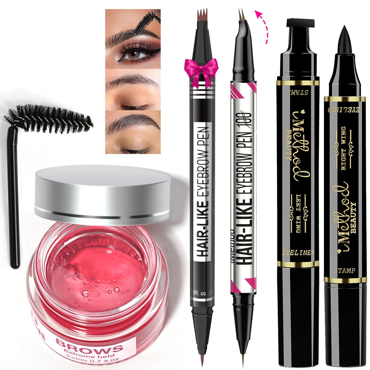 iMethod All-in-One Brow & Liner Sculpting Studio Perfection Set: featuring dual-ended eyebrow pencils, eyeliner stamp, and brow gel for flawless brows and liner