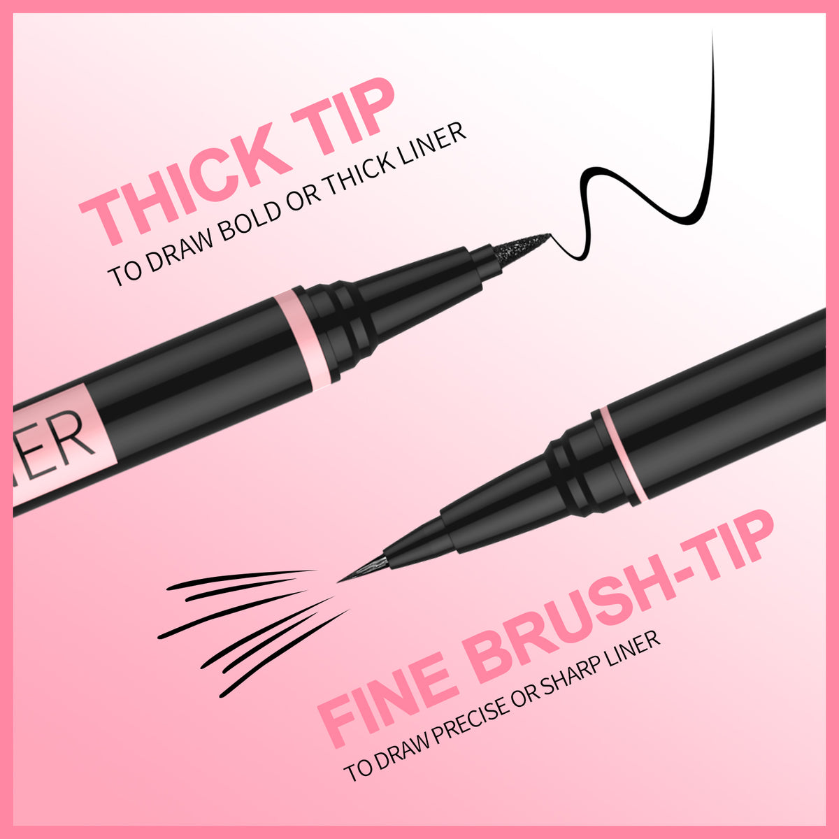 iMethod Liquid Eyeliner - Waterproof Eyeliner 2-in-1 Dual-Ended Eye Liner with Precise Brush-Tip and Thick Tip, Black Liquid Liner Pen, Matte Finish, Long Lasting, Smudge-proof, Transfer-proof