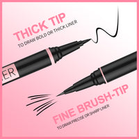 iMethod Liquid Eyeliner - Waterproof Eyeliner 2-in-1 Dual-Ended Eye Liner with Precise Brush-Tip and Thick Tip, Black Liquid Liner Pen, Matte Finish, Long Lasting, Smudge-proof, Transfer-proof