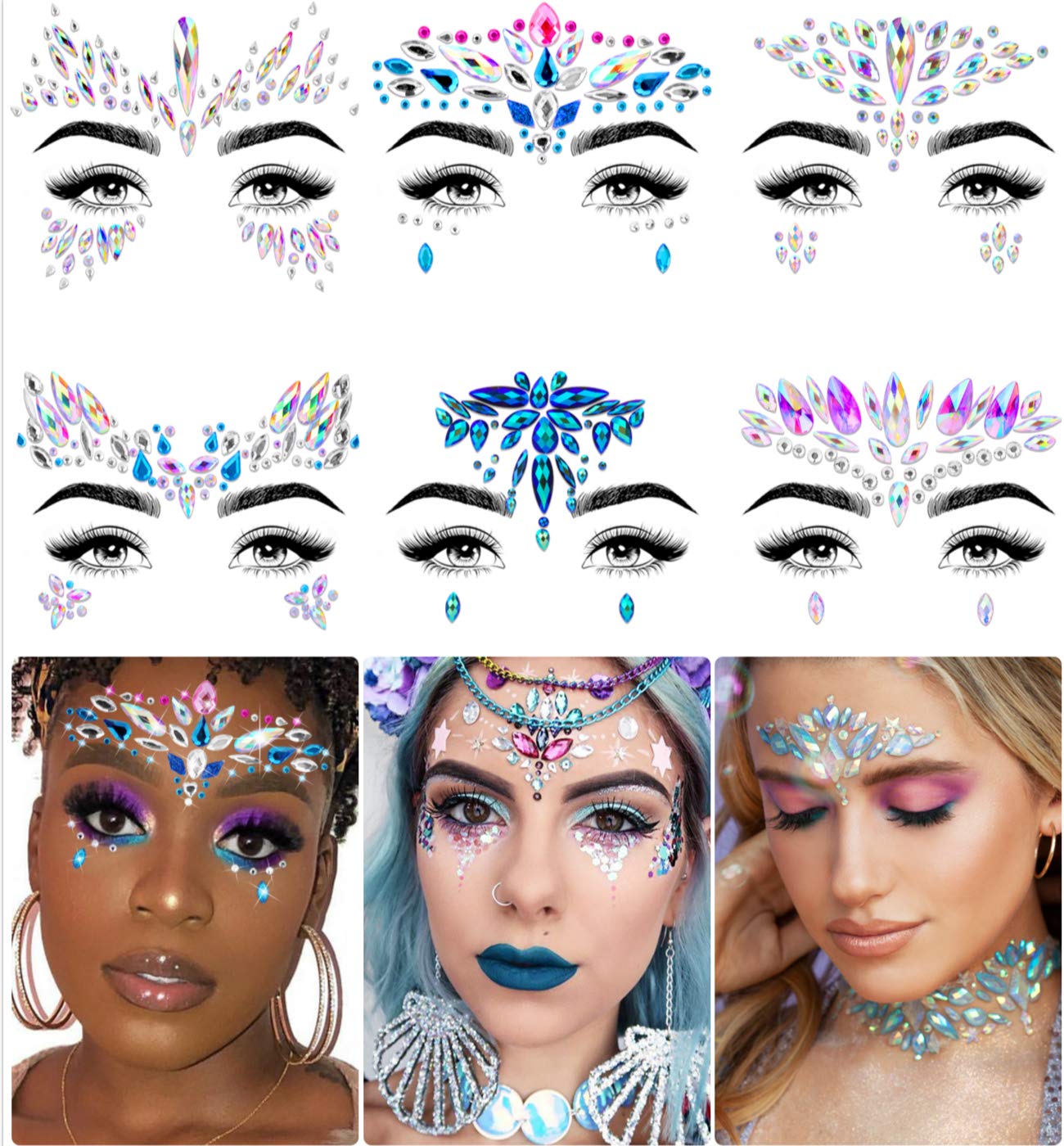 Face Jewels  Stick On Face Jewels, Crystals And Body Glitter